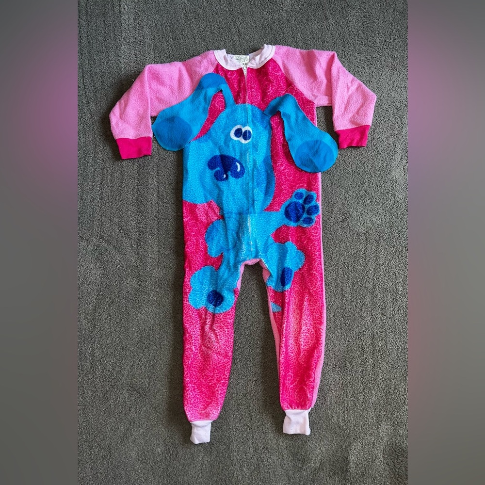 Vintage 1999 Wormser Blue’s Clues Youth size 4T One Piece Zip-Up Pajamas